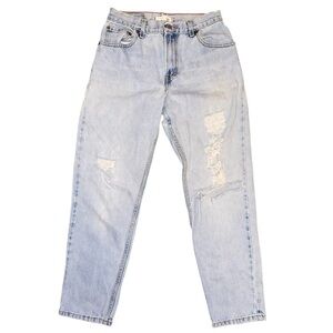 LEVI’S 550 Relaxed Tapered Grunge Thrashed Jeans Vintage Blue Denim SZ 8 Short